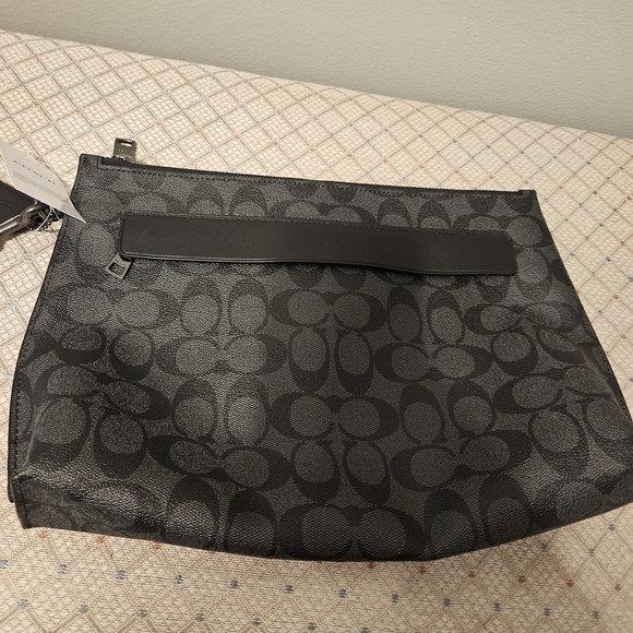 Coach Signature Black and Gray Wristlet - Picture 1 of 5